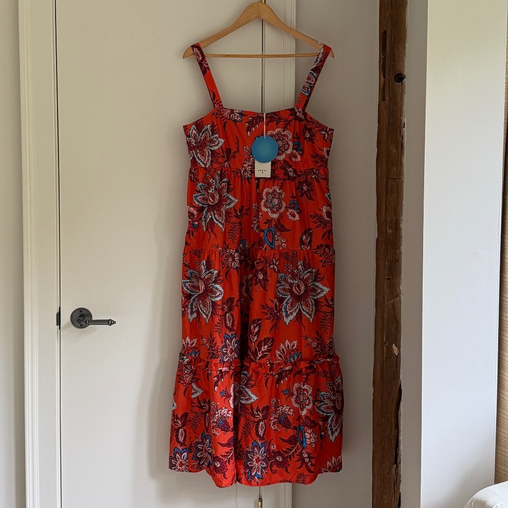 NWT Rhode x Target Scarlet Patterned Tiered Square Neck Maxi Dress L